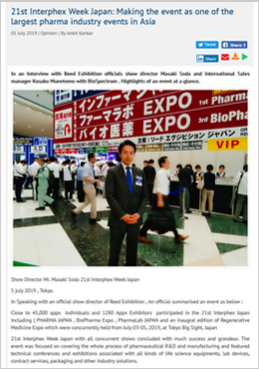 21st Interphex Week Japan: Making the event as one of the largest pharma industry events in Asia