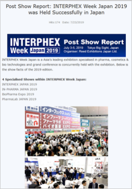 Post Show Report: INTERPHEX Week Japan 2019 was Held Successfully in Japan